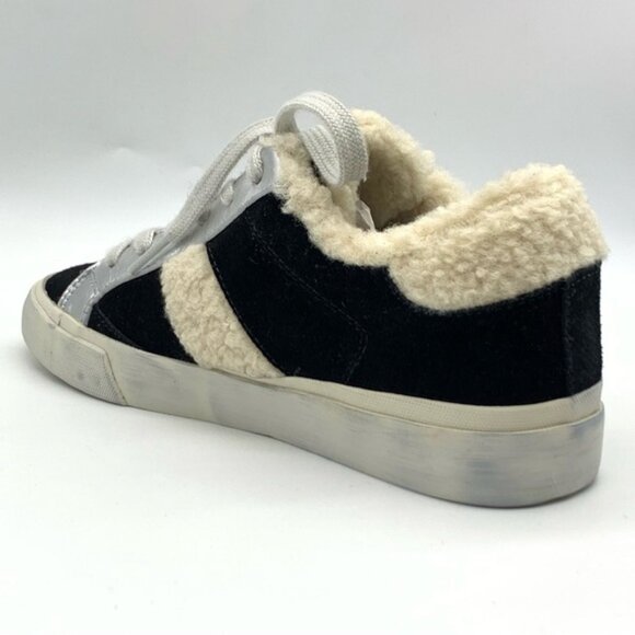MARC FISHER LTD Mello Faux Fur-Trim Sneakers in Black Suede - Picture 6 of 13